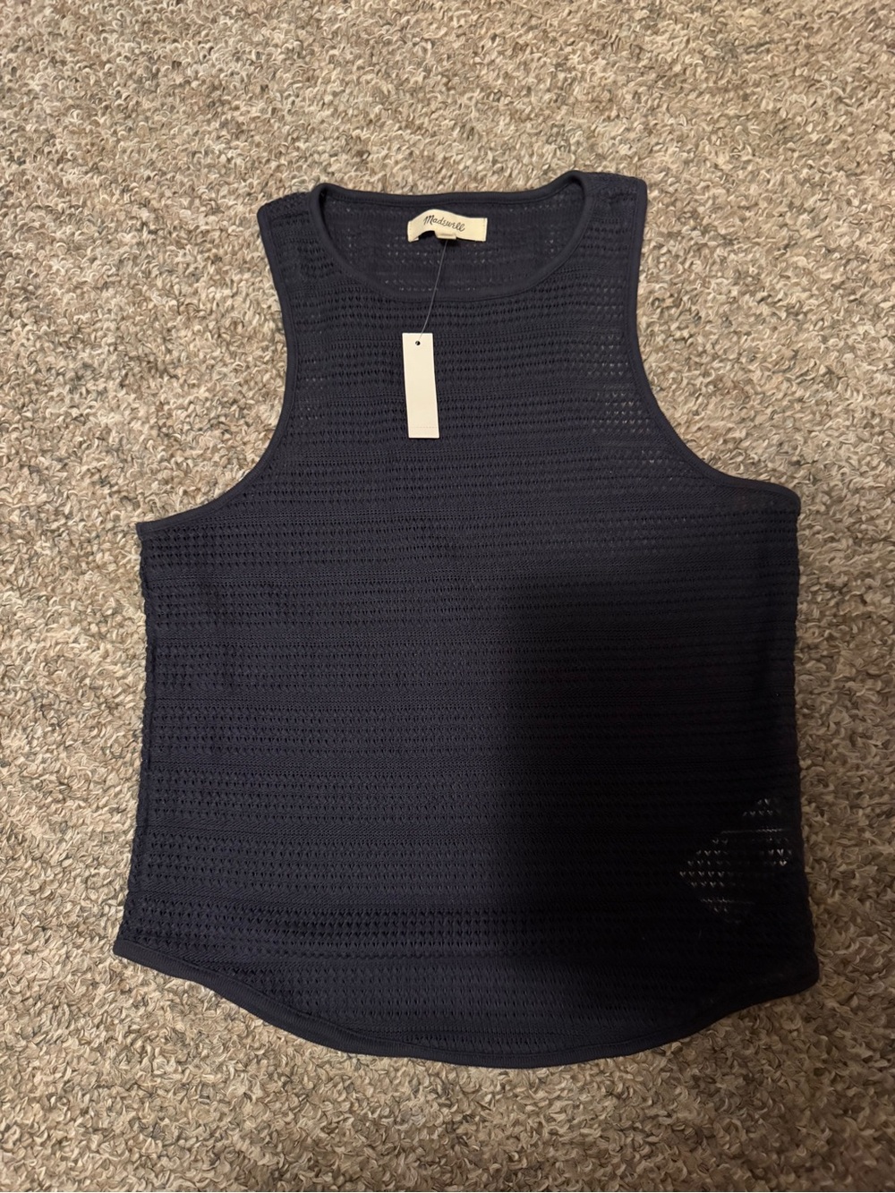 Madewell navy blue knit tank top NWT